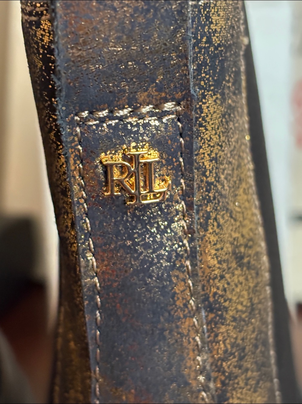 Lauren Ralph Lauren Corinne Metallic Gold Distress Chelsea Lug Sole Boots 10 NWT - Picture 11 of 17